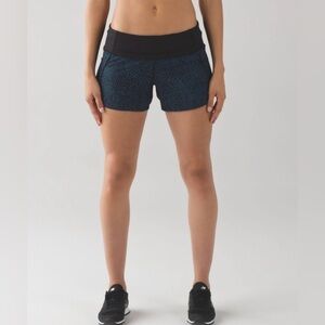 Lululemon Run Times Short 4" Teal / Black Size 6